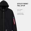 image:imageAlpha Industries Utility Pocket Full Zip Up Hoodie Drawcord Adjustable Hood and Utility Sleeve Pocket Alpha Red RibbonBlack