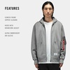 image:imageAlpha Industries Utility Pocket Full Zip Up Hoodie Drawcord Adjustable Hood and Utility Sleeve Pocket Alpha Red RibbonMedium Charcoal Heather