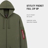 image:imageAlpha Industries Utility Pocket Full Zip Up Hoodie Drawcord Adjustable Hood and Utility Sleeve Pocket Alpha Red RibbonOg107 Green