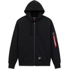 image:imageAlpha Industries Utility Pocket Full Zip Up Hoodie Drawcord Adjustable Hood and Utility Sleeve Pocket Alpha Red RibbonBlack