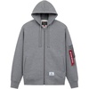 image:imageAlpha Industries Utility Pocket Full Zip Up Hoodie Drawcord Adjustable Hood and Utility Sleeve Pocket Alpha Red RibbonMedium Charcoal Heather