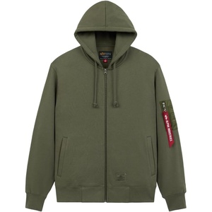 image:imageAlpha Industries Utility Pocket Full Zip Up Hoodie Drawcord Adjustable Hood and Utility Sleeve Pocket Alpha Red RibbonOg107 Green